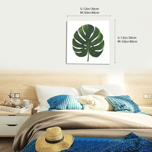 Lienzo decorativo de hojas de Monstera Woshuwo enmarcado para pared, de 30 x 30 cm 6