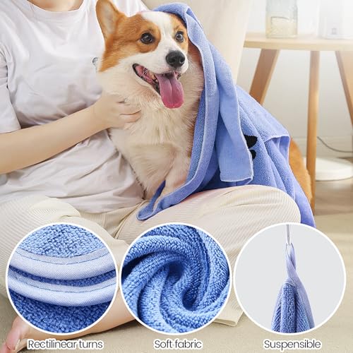 QYRDBGY Hunde Handtuch, 3 Stück Handtuch Hund 75 x 35cm Mikrofaser Hundehandtuch Extra Saugfähig Handtücher Hund für Kleine Mittelgroße Große Hunde Oder Andere Haustiere