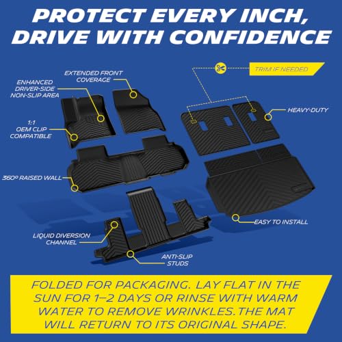 Image of Michelin Vehicle Mats, All-Weather TPE Custom Fit Liner for 2024-2026 Chevy Traverse /2024-2026 GMC Acadia /2025-2026 Buick Enclave 7 Seats(7 Piece), Not Fit 2024 Traverse Limited, Premier