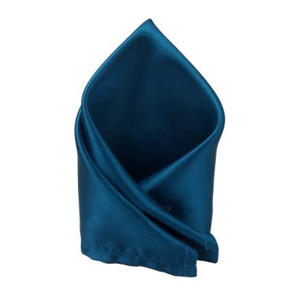 Peacock Premium Mens Solid Micro Fiber Silk Satin Pocket Square Wedding Handkerchiefs-image-23