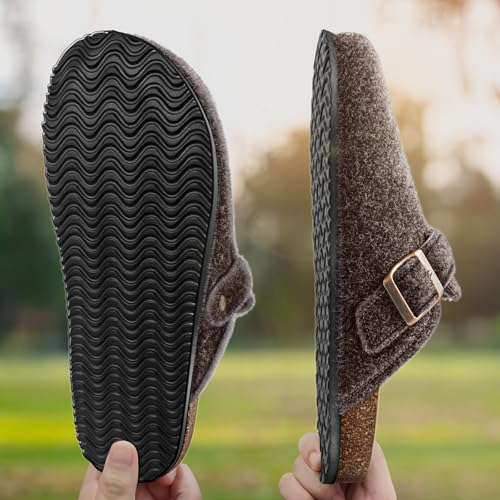 Image of BULLIANT Women Mules Clogs-Memory Foam Cushioned Cork Footbed-Fleece Lined