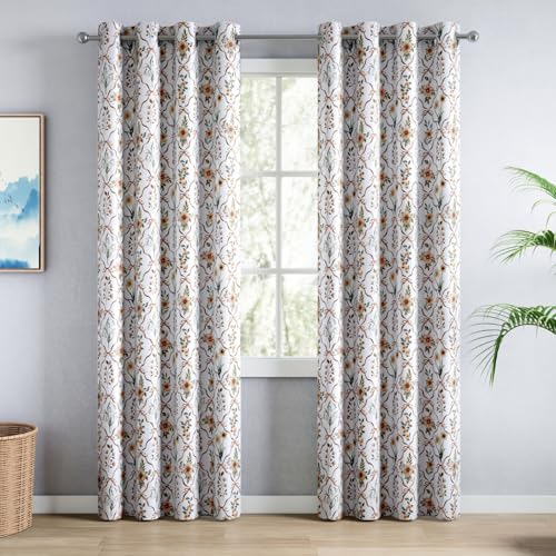 Image of haus & kinder Digital Printed Cotton Door Curtain 7 Feet Long Pack of 2 Door Curtains, 7 Feet Curtain for Door (Petal Lettice, Multicolor 130x213 CM)