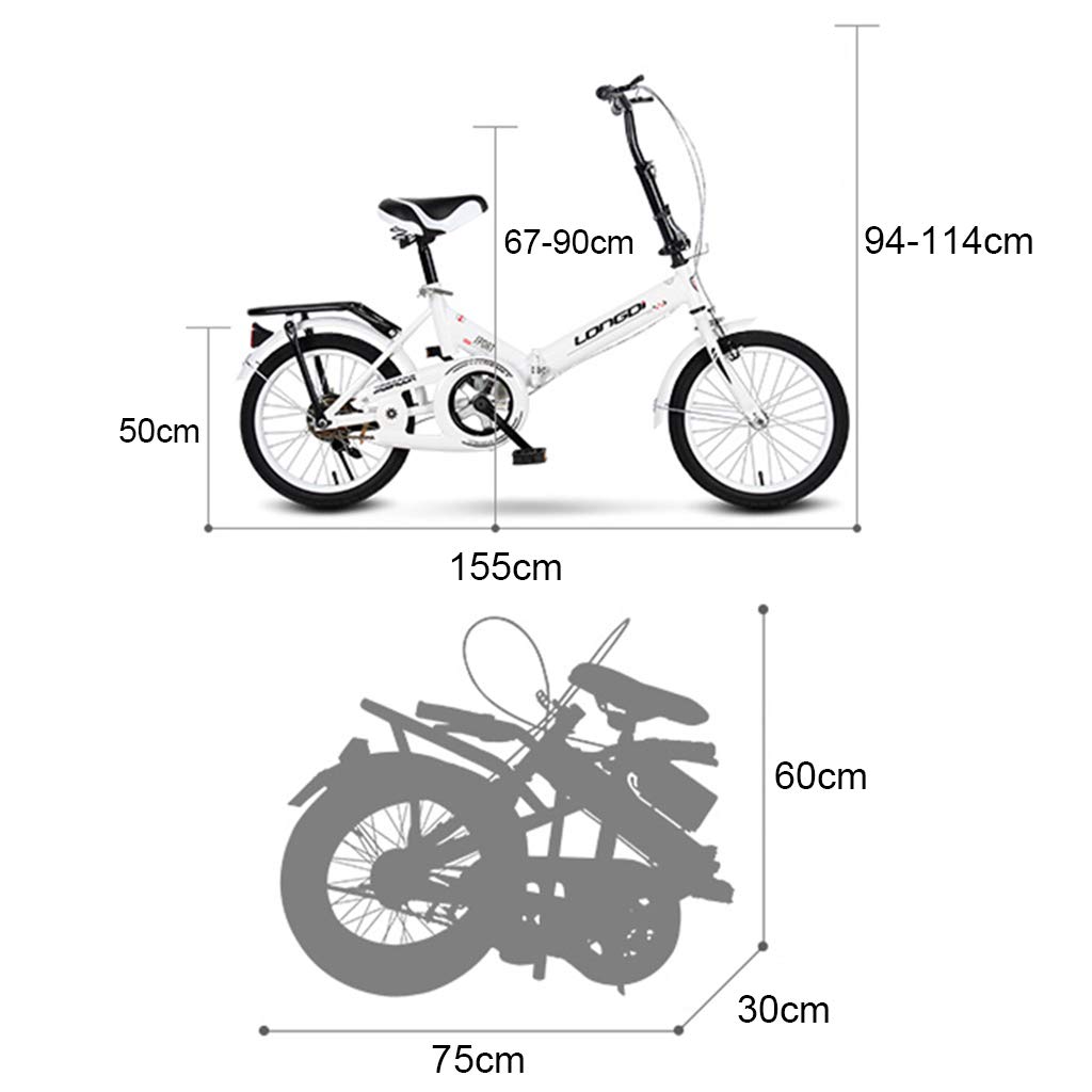ZDXC Bicicletas Plegables, Mini Bicicleta Portátil para Estudiantes de 16 Pulgadas / 20 Pulgadas para Hombres y Mujeres, Bicicleta Informal Liviana, Bicicleta con Doble Amortiguación de Frenos