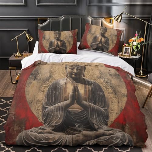 Linge de lit Bouddha pour chambre zen parure microfibre 3 pièces - 4