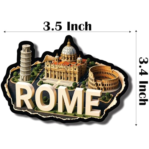 Image of CVANU Rome Country Landmark Theme 2pcs MDF Fridge Magnet - Wooden Travel Souvenir Refrigerator Decorative Collectible Magnet