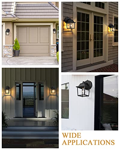 2-Pack Outdoor Wall Lantern Dusk To Dawn, Outdoor Light Fixtures E26 Base Socket, Waterproof Outside Lantern For Garage, Front Door, House, Front Porch, 6710Sbk-2 #TOP5
