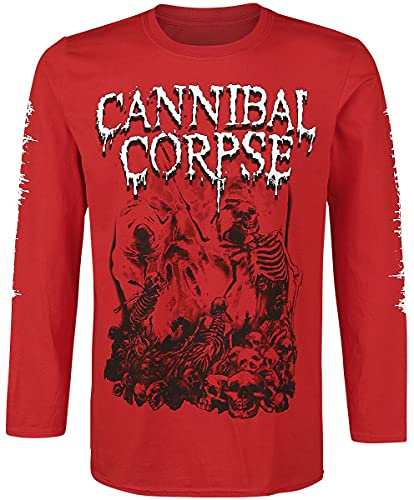 Cannibal Corpse Pile of Skulls 2018 Homme T-Shirt Manches Longues Rouge L