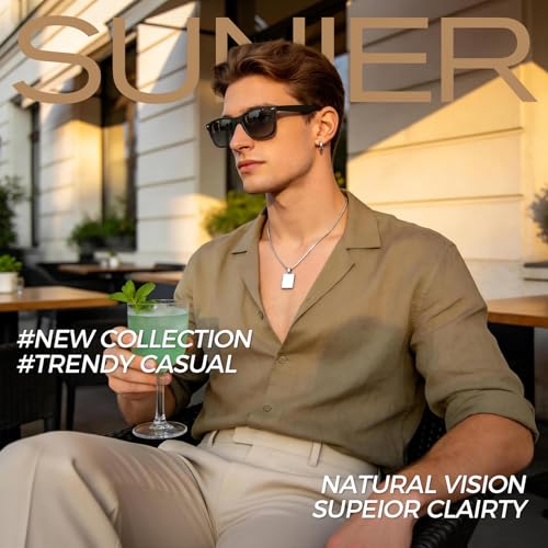 Image of Sunier Polarized Sunglasses for Men and Women, Retro Square Matte Finish UV400 Protection Shades for Driving, Fishing