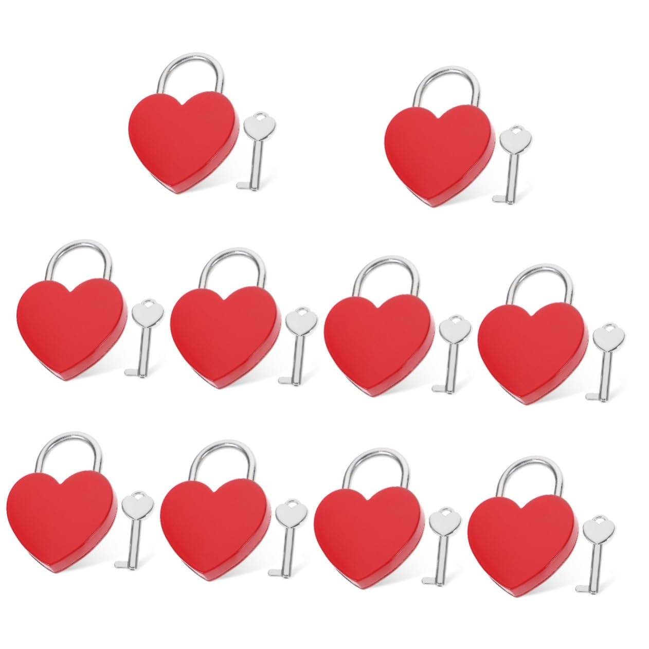 Gadpiparty 10pezzi Piccolo Lucchetto Forma Di Cuore Con Chiave Serratura Per Valigia Diario e Borse Romantico Per Occasioni Speciali