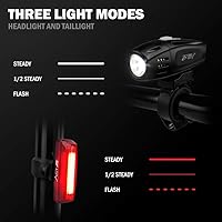 Vista 2 de Luces de Bicicleta BV, Super Brillantes con 5 Faros LED Delanteros y 3 Traseros, Luces de Bicicleta para Montar de Noche con Liberación Rápida, Set