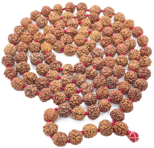 8mm Rudraksha Jaap Mala Hand-Tied Knots Between Each Bead, 108+1 ...