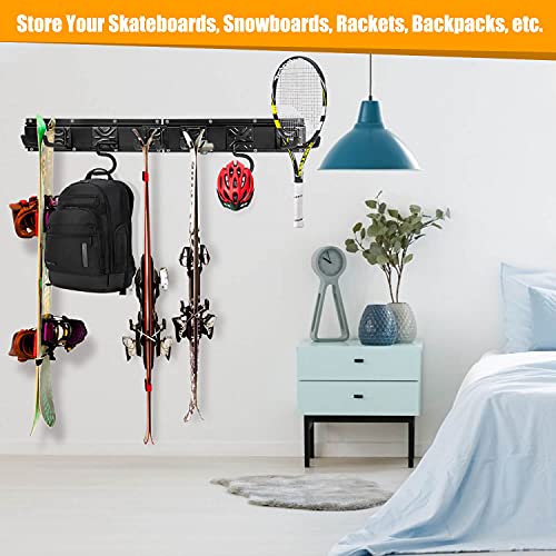 Godboat Garage Storage, Ski Garage Organization, Garden Tool Organizer, Mop & Broom Holder Wall Mount, Yard Tools Hanger, Corner Shelves With Rake & Shovel Rack, Garage Gifts For Men, Max Load 550Lbs #TOP3