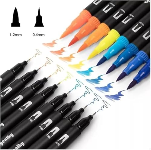 Kit Canetinhas Coloridas 48 Cores com Pontas Duplas, Conjunto Caneta Brush para Livros de Colorir pa