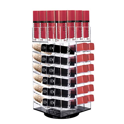 Acrylic Rotating Lipstick Holder, Alotpower Cosmetic Organizer Tower 64 Lipstick Holder Organizer Makeup Tower Organizer
