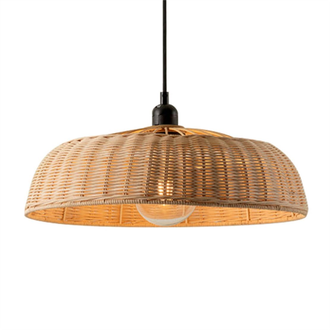 CSSYKV Tropical Rattan 19.7 Inch Pendant Lighting for Farmhouse Lamp Fixture Wabi-sabi Art Rattan Basket Chandelier Home Decor Lamp Shade for Restaurant Bedroom Kitchen Island Hallway Dining Table