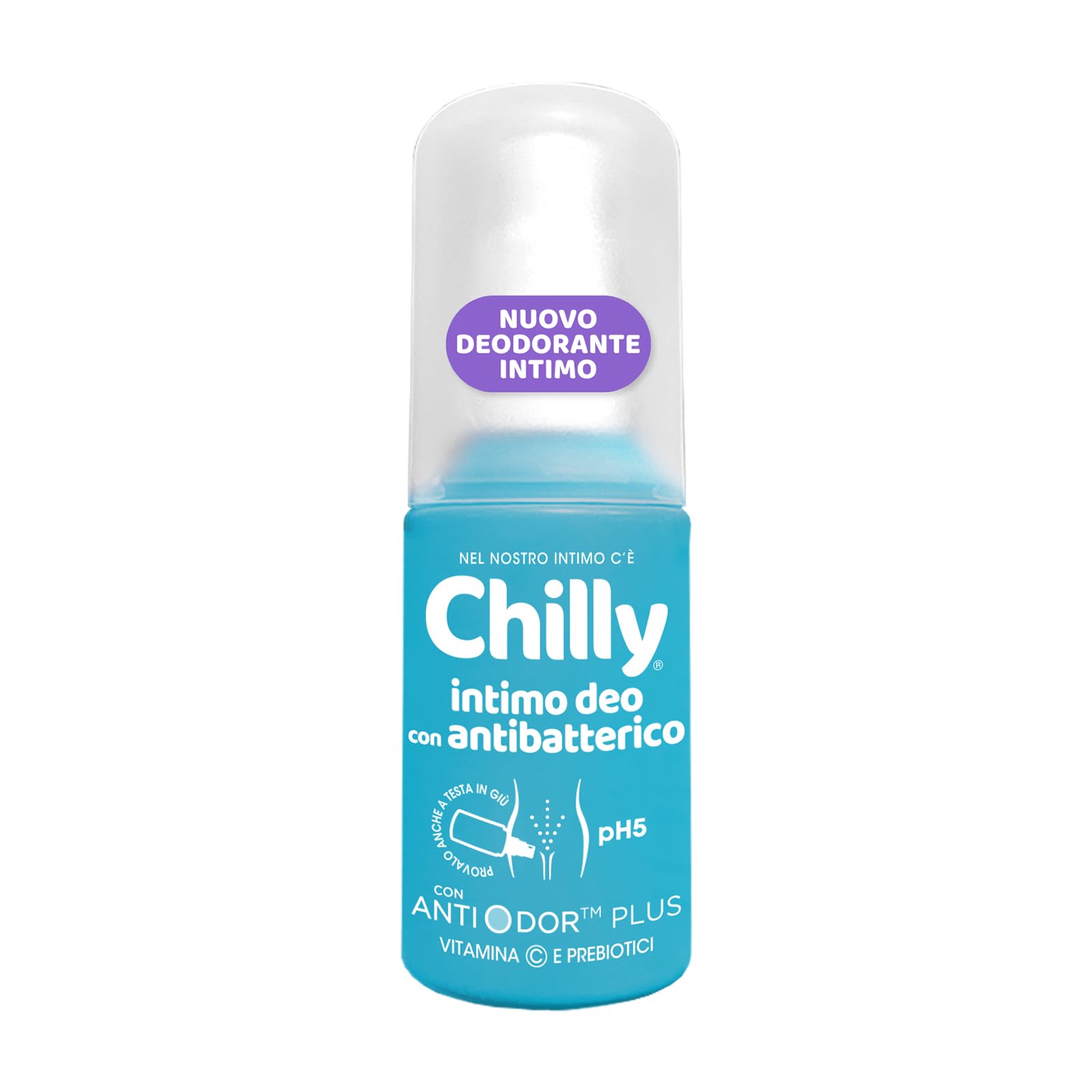 Chilly, Deodorante Intimo con Antibatterico, Azione Protettiva Contro i Cattivi Odori, Fragranza Floreale, Dona Freschezza e Igiene Intima, pH 5, Ideale per Uso Quotidiano, 50 ml