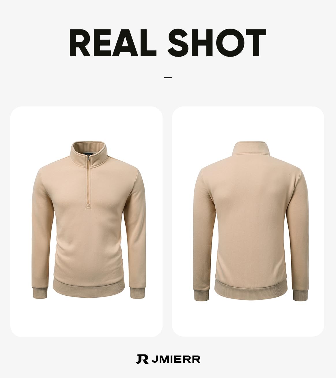 JMIERR Mens Quarter Zip Pullover Polo Sweater Mock Neck Long Sleeve Lightweight Fleece Sweatshirts - Image 6