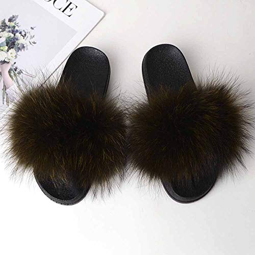 Tongs moelleuses en fourrure avec soutien de la voûte pour pieds fatigués