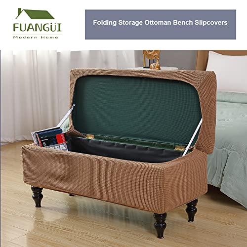 Image of FUANGUI Ottoman Cover Stretch Storage Ottoman Bench Slipcover Printed Folding Storage Bench Ottoman Cover Footrest Stool Slipcover Footstool Protector Cover with Elastic Bottom,Large