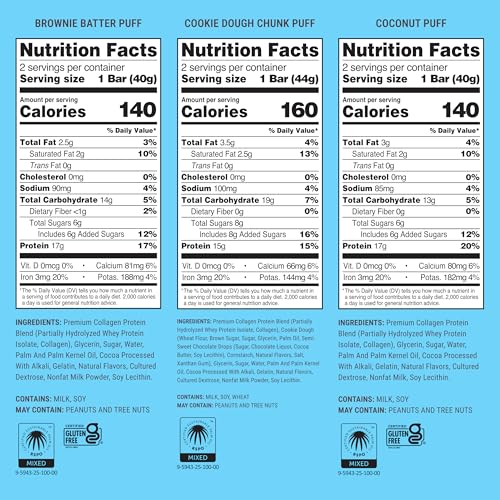 BUILT Bar Puff Protein Bars - Variety Pack - 15-17g Protein Snack Bars with Collagen - Calorie Conscious & Gluten Free - 12 Count, Variety May Vary - Image 3