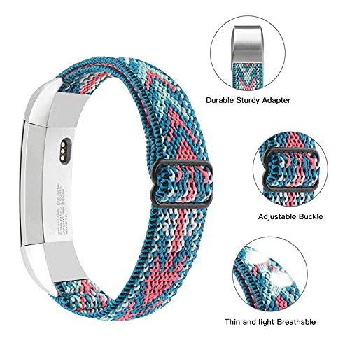 Image of Adjustable Elastic Bands Compatible with Fitbit Alta /Alta HR, Soft Stretchy Nylon Sports Breathable Replacement Wristbands for Women Men (Green Arrow)