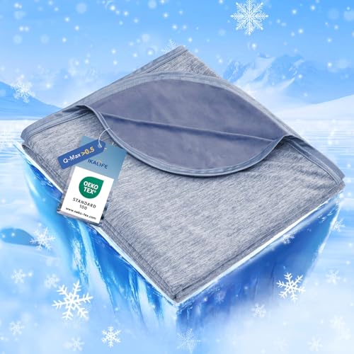 IKALIFE Manta Refrescante para Personas - Manta Fria Verano para Sofa Cama Q-MAX0.5 Cooling Blanket Enfriamiento Mantas Fresca Verano Sabana Refrescante Refrigerante Azul 130x180 cm