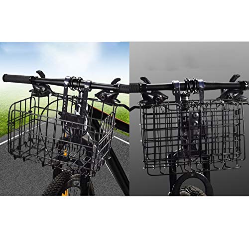 2 Pack Folding Rear Bike Basket Wire Mesh Bike Basket Rust Proof Detachable Folding Bicycle Baske Front Hanging Bike Basket Mountain Bike Frame Basket Fold-Up Bike Cargo Rack #TOP4