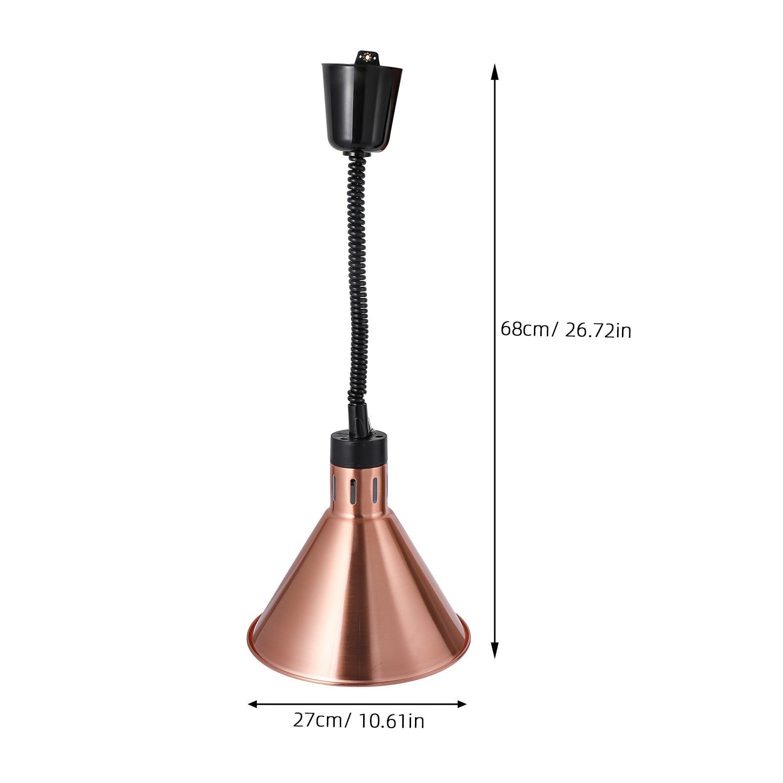 Lampada Riscaldante Buffet Telescopica in Metallo, Lampada Sospesa Regolabile da 60 a 180cm, Luce Calda per Cucina e Mantenimento Cibi Caldi