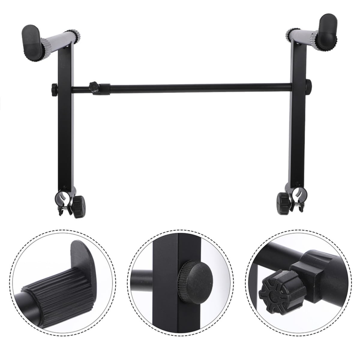 Veemoon 2 Set Supporto per Tastiera in Ferro Nero Design Antiscivolo e Alta Capacità di Carico per Pianoforti Elettronici, per Uso Domestico Doppio Tubo Opzionale