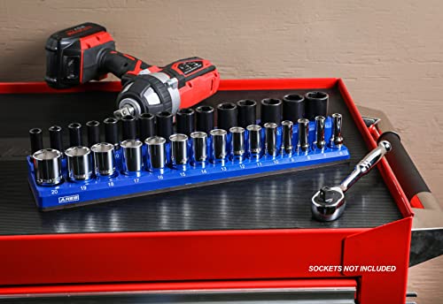 Image of ARES 60008 30-Pc 3 /8-In Blue /Black Metric Magnetic Socket Organizer