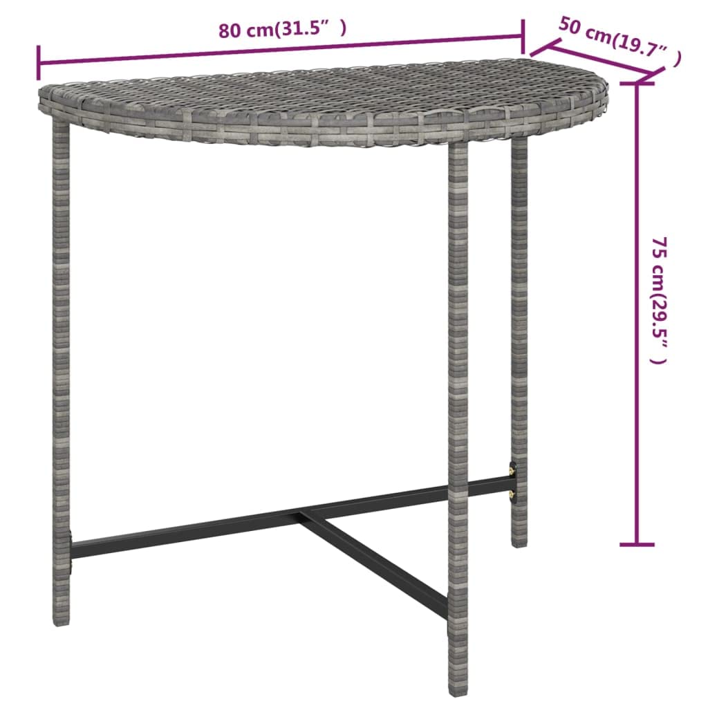 Tavolo da Giardino Grigio in Polyrattan per Balcone 80x50x75 cm | Ideale per pranzi all'aperto in terrazzo o veranda, questo tavolino in acciaio offre stabilità e stile moderno.