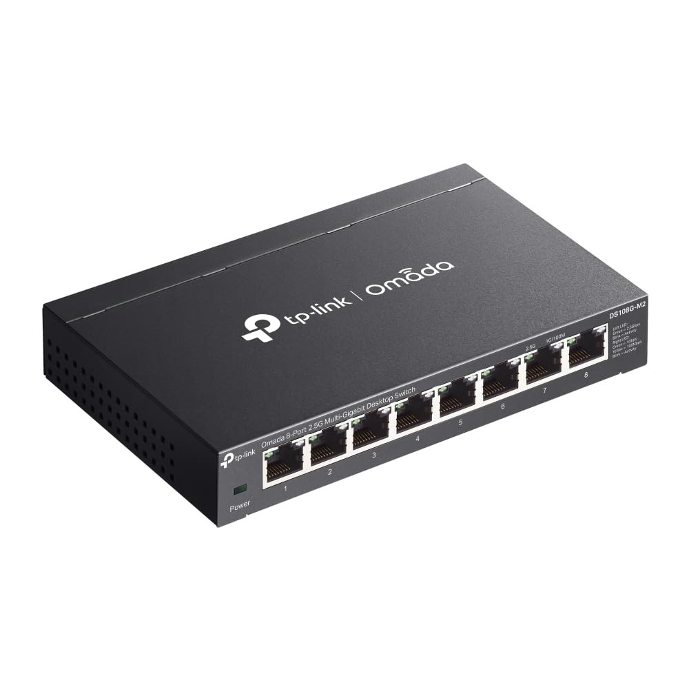 Omada - Switch di rete non gestito multi-gigabit a 8 porte 2,5 G, 8 porte da 2,5 Gbps, splitter Ethernet, design silenzioso senza ventole, Plug and Play, involucro in metallo resistente, montaggio su
