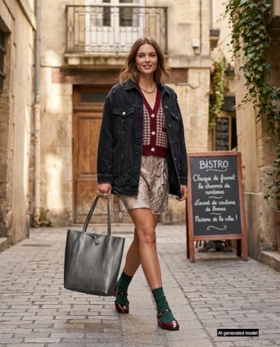 Bolso Tote de Cuero Italiano Negro para Mujer miniatura 3