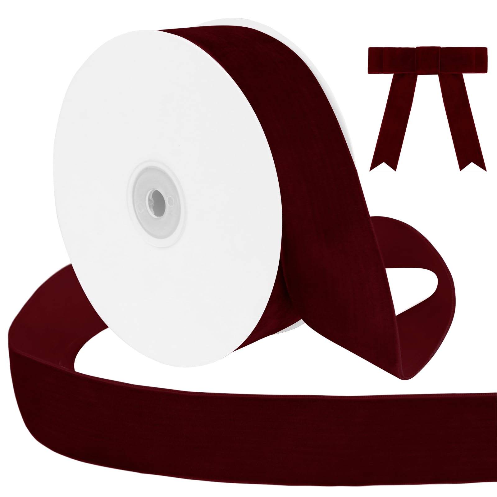 Uiopa Wine Red Velvet Ribbon, 38mm x 9m Single Face Wrapping Ribbon, Vintage Velvet Ribbons for Gift Wrapping, Wreaths, Wedding, Party, Home Decor, DIY Crafts