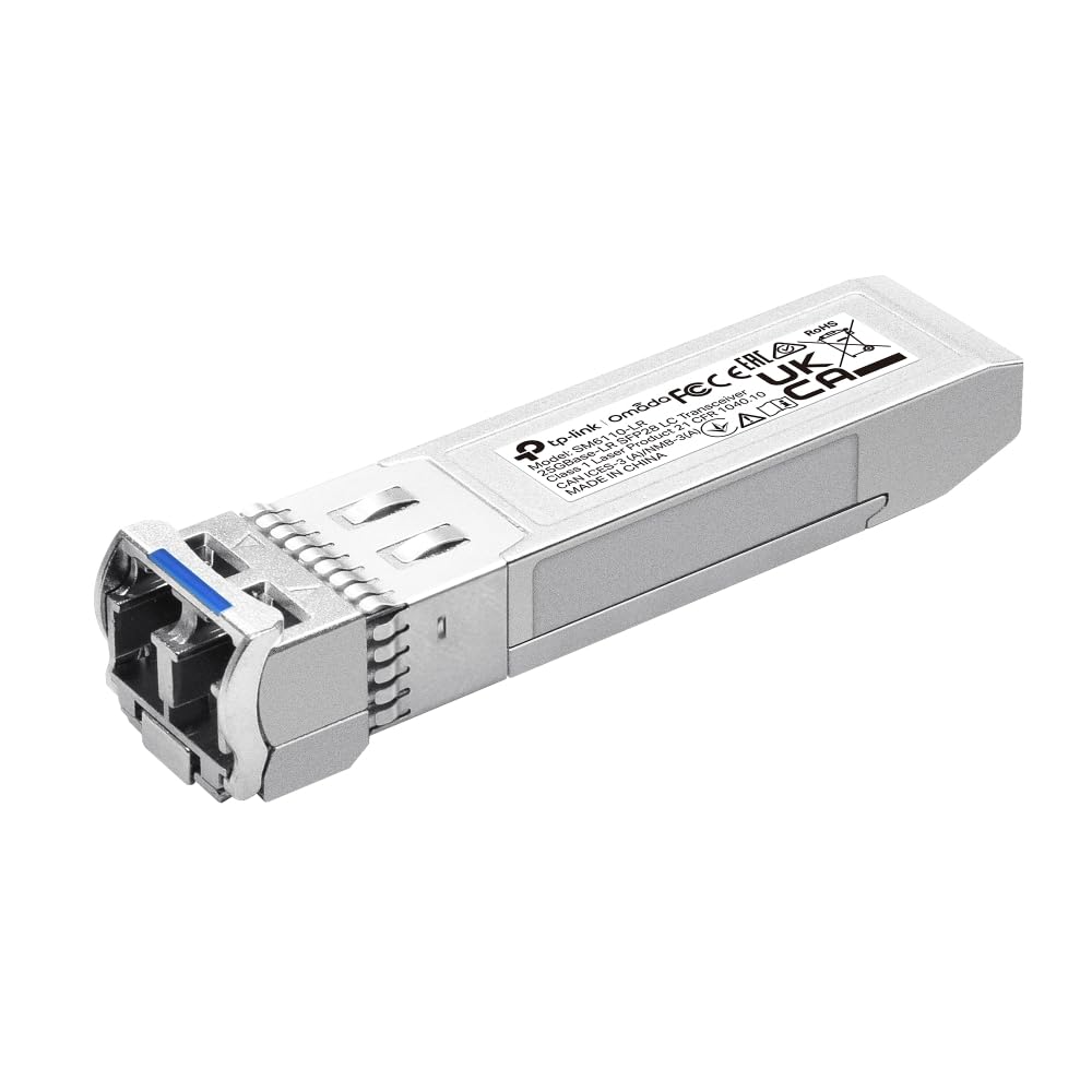 TP-Link Omada 25G Base-LR SFP28 LC Transceptor, transceptor SFP+/SFP28 LC monomodo, transmite Datos de hasta 10 km a 25.78 Gbps, Compatible con DDM y conectable en Caliente, bajo Consumo de energía