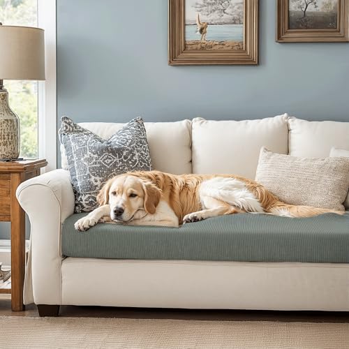 Image of CHUN YI Stretch Loveseat Couch Cushion Cover Suitable for 2 Settee, Sofa Seat Slipcover with Spandex Jacquard Fabric(Medium,Dove Grey)