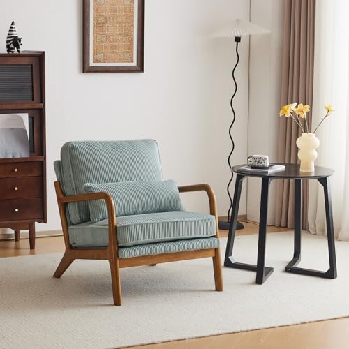 Bonnlo Fauteuil de Salon en Velours Côtelé, Chaise d'Appoint Relaxation avec Cadre en Bois, Siège Confortable pour Salon, Chambre, Terrasse, 65 x 80 x 78 cm...