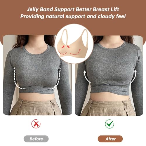 Image of OEAK Womens Wireless Jelly Bras Comfortable Push Up Bra No Underwire Gel Bra Full Support Lift Everyday Seamless Tshirt Bras
