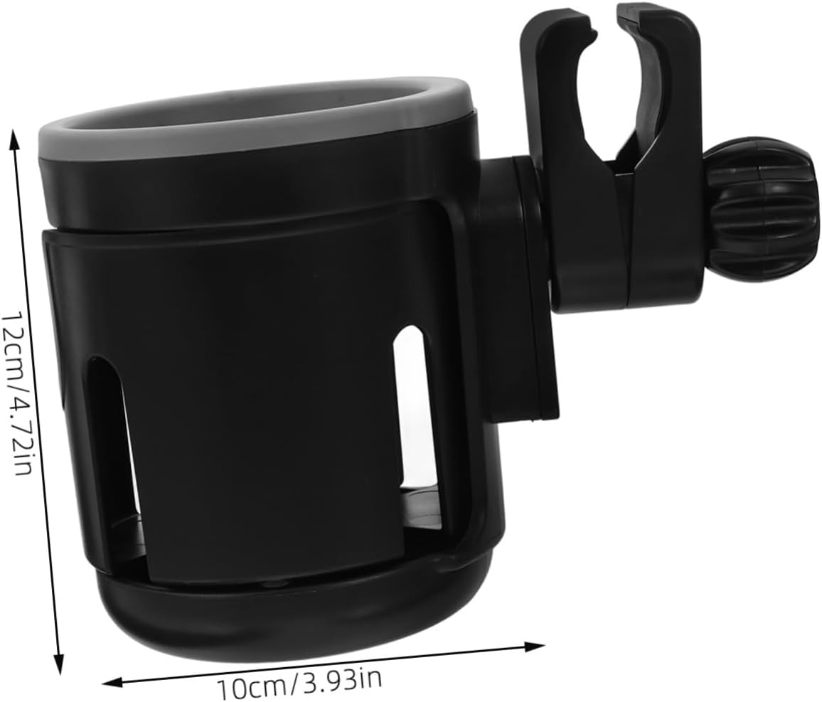 Adjustable Stroller Cup Holder for Baby Bottles and Drinks Black Dual Cup Rack for Strollers Walkers Wheelchairs Easy Installation Plastic Beverage Holder