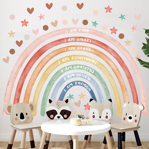 Vinilo decorativo grande arcoíris con frase inspiradora 76x45'' miniatura 6