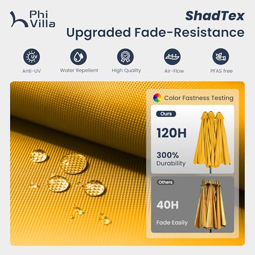 Image of PHI VILLA 15ft Large Outdoor Patio Umbrella with Base Included, Yellow