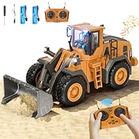 maysida Remote Control Bulldozer Toy for Boys age 6-12, RC Bulldozer with Light & Sound, 2.4GHz RC Digger Toys Bulldozer with Metal Shovel, Construction Vehicles Kids' Gift for Birthday/Christmas