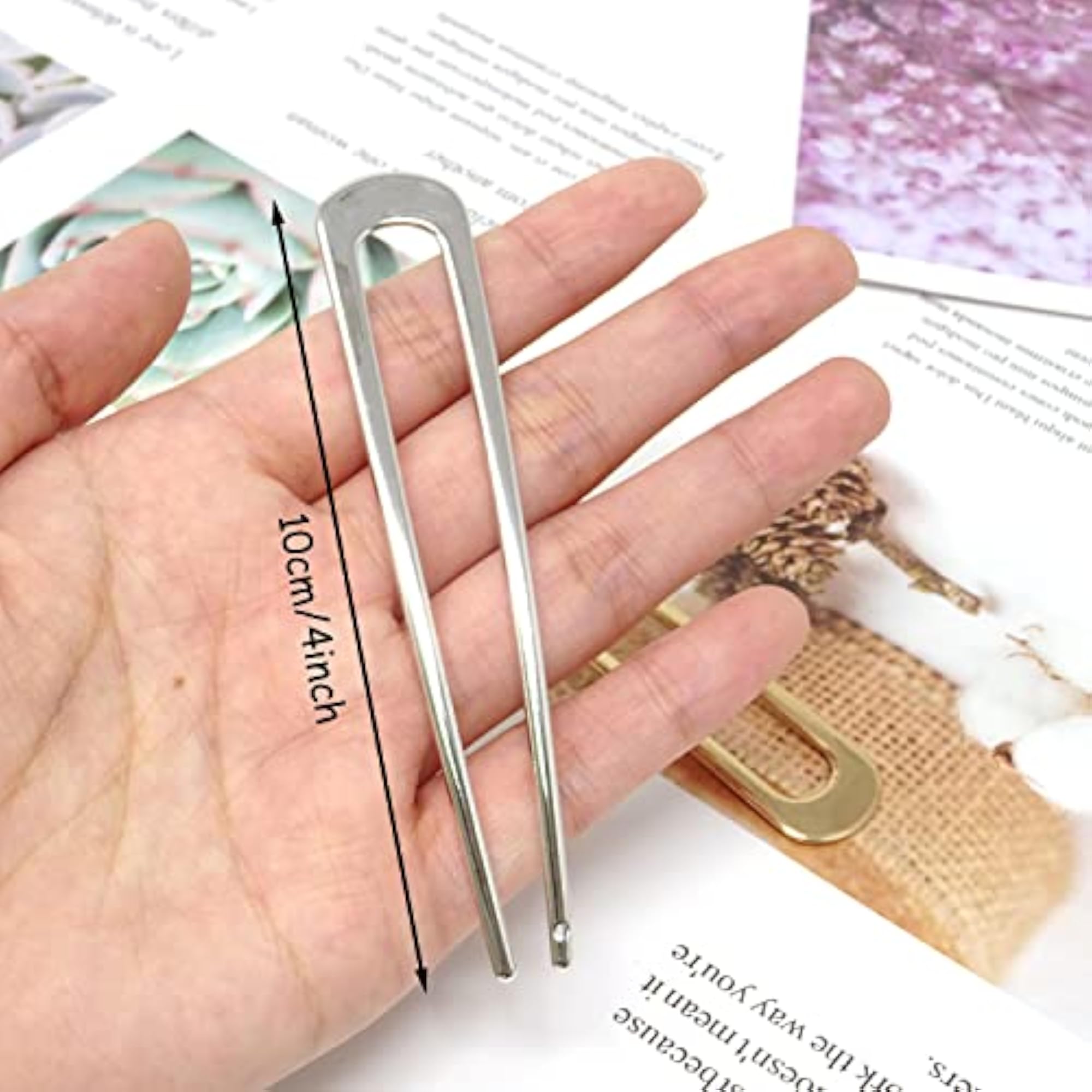 Simple U Shaped Metal Hair Pins, 2 Pieces