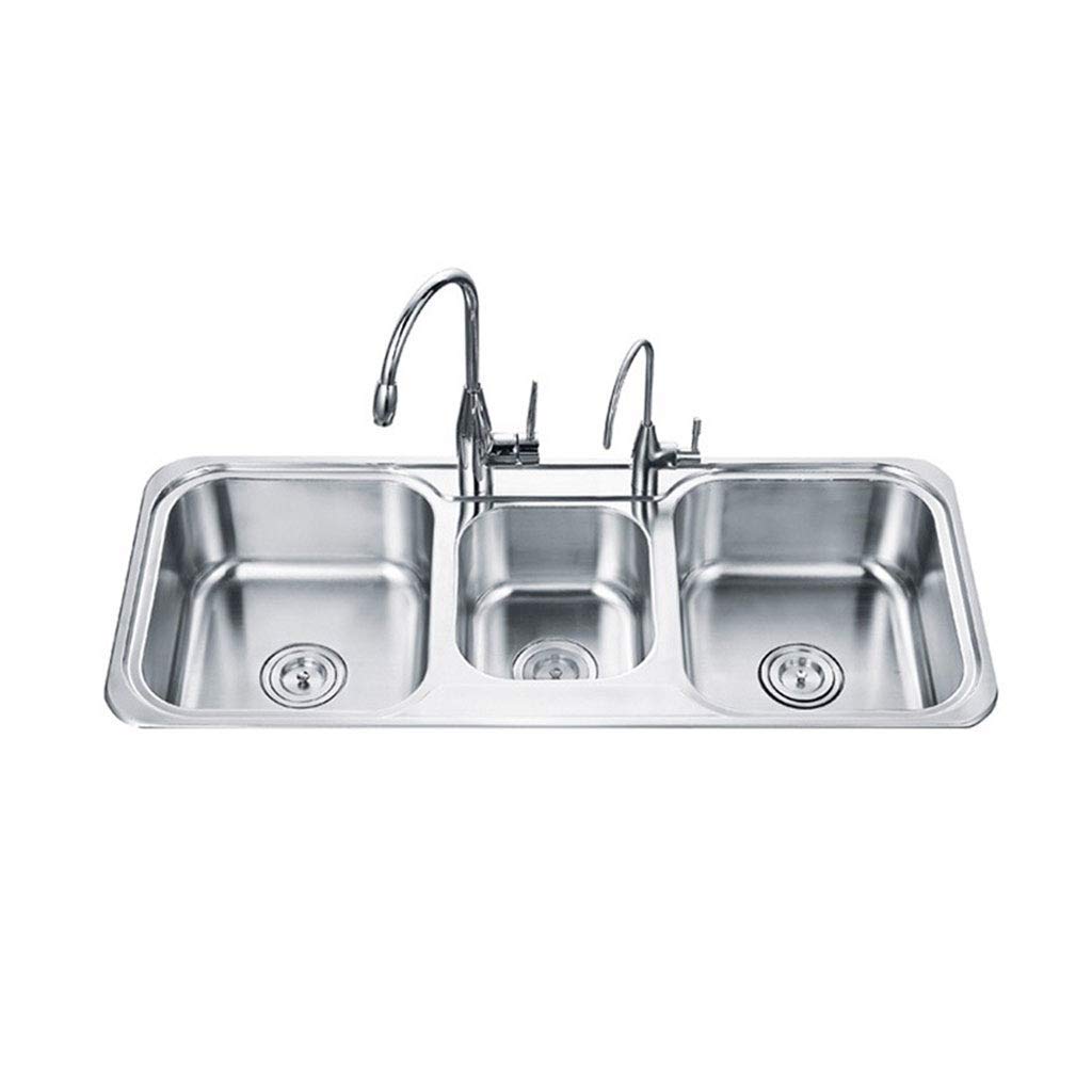 MHBGX Basin Triple Bowl Kitchen Sink Stainless Steel Top Mount, Kitchen Living Room Fixture
