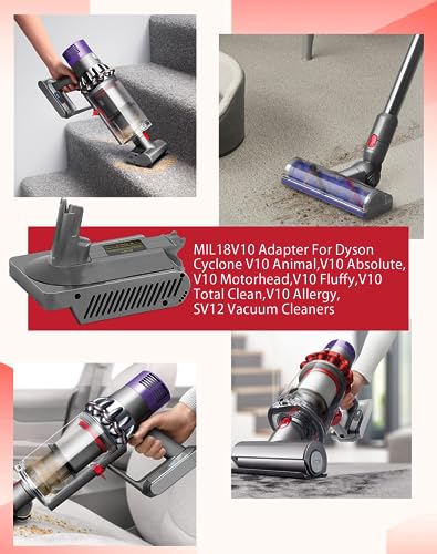 Image of V10 Adapter for Milwaukee M18 18V Battery Convert to Replace for Dyson V10 SV12 Absolute Animal Motorhead Fluffy Total Cordless Stick Vacuum Cleaner (No Battery)