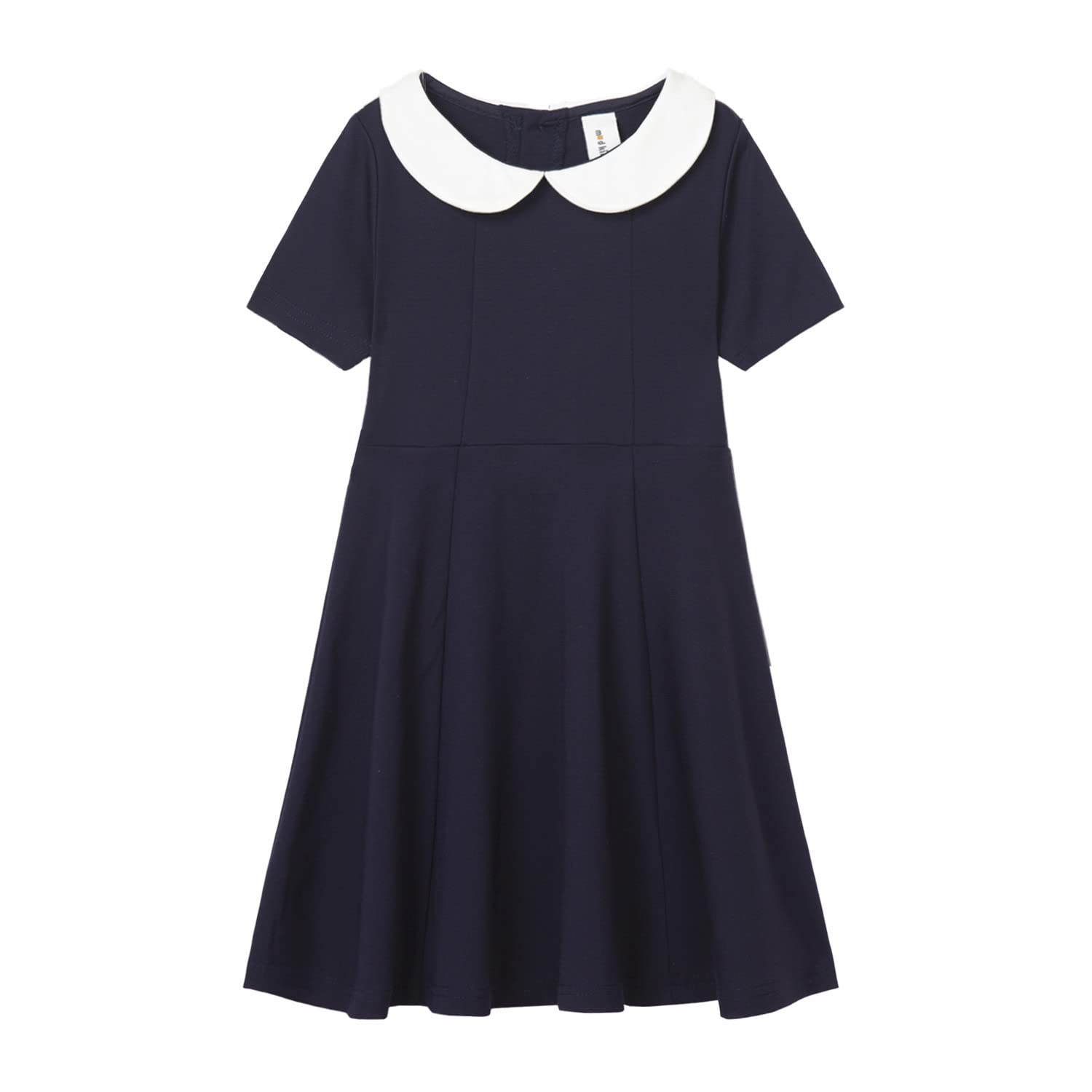 Mud Kingdom Vestido con cuello Peter Pan para niñas, uniforme de regreso a clases