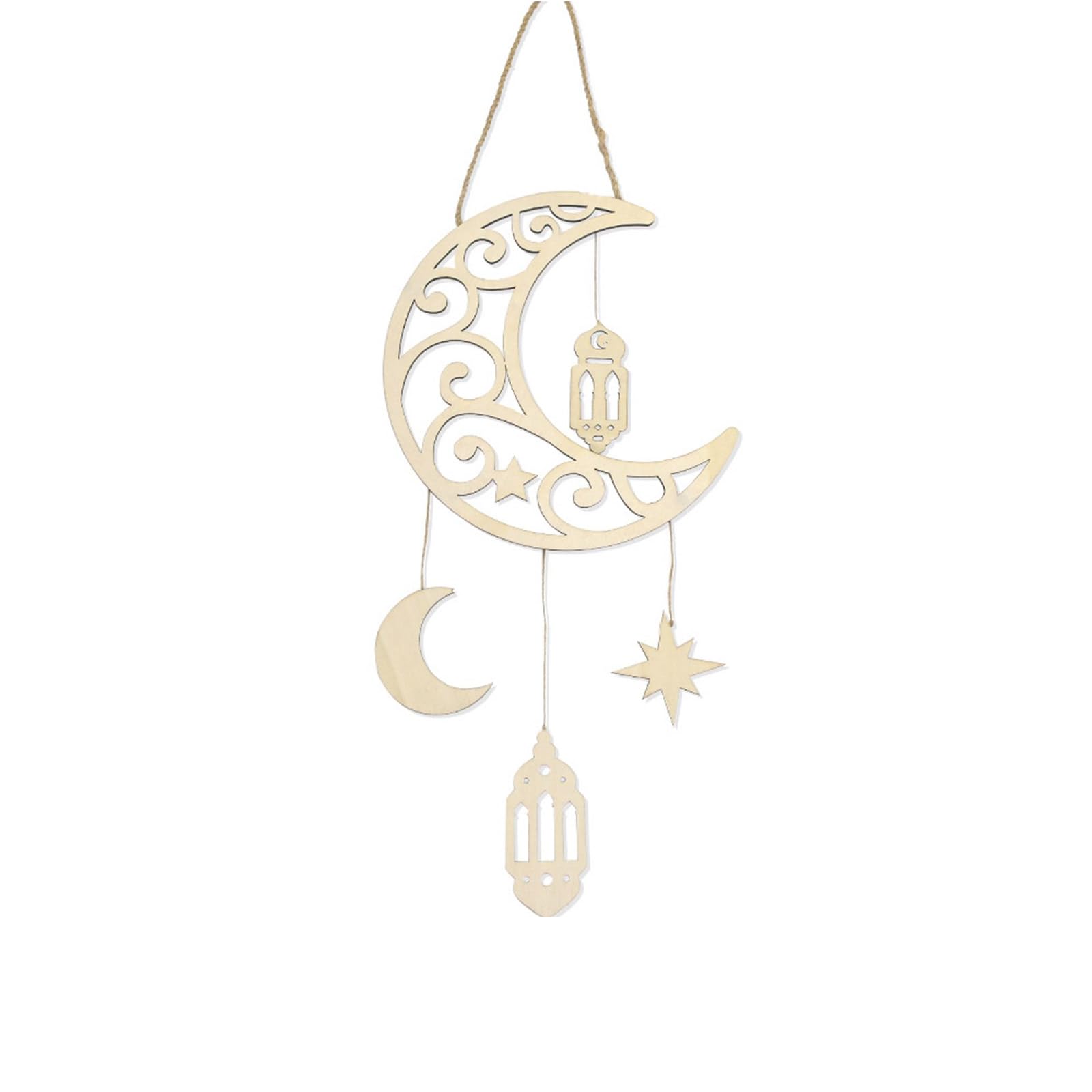 Tsophreniq Mosque Decoration Beautifully Crafted Wood and Star Pendant Hanging Ornament for Ramadans Celebration Eid Celebration Accessory