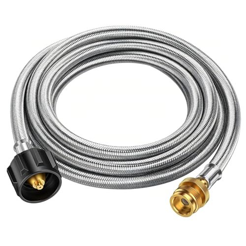 Image of 12FT Propane Hose Adapter 1lb to 20lb, 20lb to 1lb Converter, for 5 lb to 40 lb Propane Tanks Adapter Hose 20 lb to 1 lb for Weber Q Grill /Coleman Stove /Blackstone Griddle /Buddy Heater /Weber Traveler