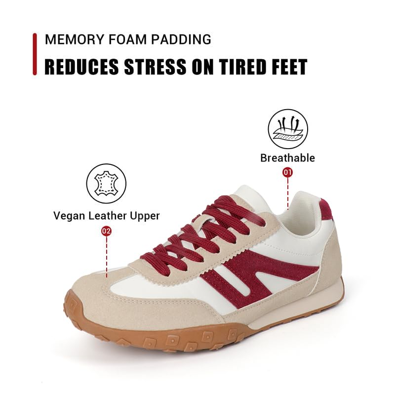 Image of Sneakers for Women Retro Fashion Trendy Sneakers with Foam Insole Casual Shoes for Walking Tennis Classic Non-Slip Comfort Shoes