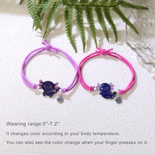 Axolotl/Sea Turtle/Mermaid BFF Bracelets for 2, Animal Friendship Bracelet, Mood Change Colour, Best Friend Mermaid Turtle Axolotl Gifts3